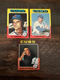 Lot Of 3 1975 Topps Cubs Baseball Cards