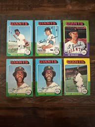 Lot Of 6 1975 Topps Giants Baseball Cards