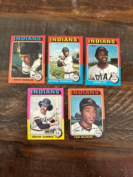 Lot Of 5 1975 Topps Indians Baseball Cards