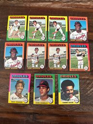 Lot Of 11 1975 Topps Orioles Baseball Cards