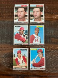 Lot Of 6 1970 Topps Indians Baseball Cards