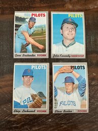 Lot Of 4 1970 Topps Pilots Baseball Cards