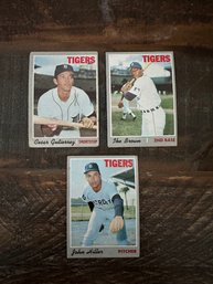 Lot Of 3 1970 Topps Tigers Baseball Cards