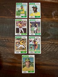 Lot Of 7 1974 Topps Oakland A's Baseball Cards