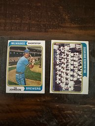 Lot Of 2 1974 Topps Brewers Baseball Cards