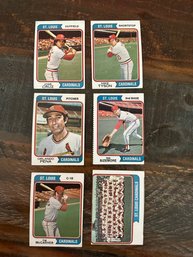 Lot Of 6 1974 Topps Cardinals Baseball Cards
