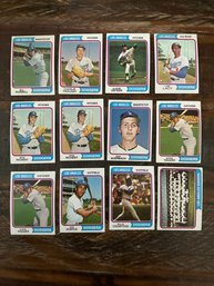 Lot Of 12 1974 Topps Dodgers Baseball Cards