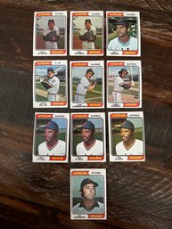Lot Of 10 1974 Topps Cleveland Indians Baseball Cards