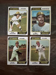 Lot Of 4 1974 Topps Pirates Baseball Cards