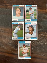 Lot Of 5 1974 Topps Texas Rangers Baseball Cards