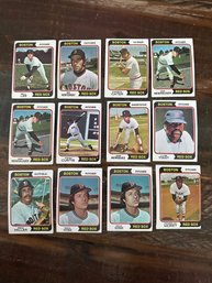 Lot Of 12 1974 Topps Boston Red Sox Baseball Cards
