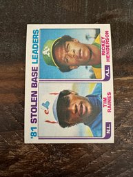 1982 Topps 1981 Stolen Base Leaders Raines, Henderson Baseball Card #164