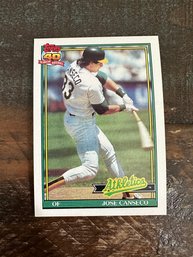 1991 Topps Jose Canseco A's Baseball Card #700
