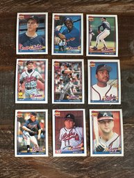 Lot Of 9 1991 Topps Braves Baseball Cards