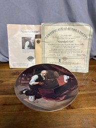 Vintage Norman Rockwell 'grandpa's Gift' Collectible Plate E. Knowles - Cert Of Authenticity