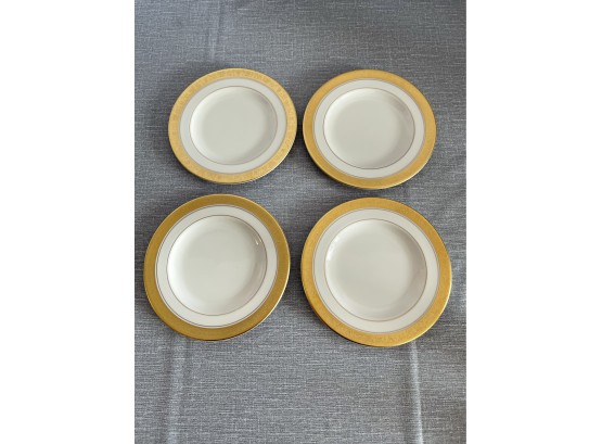 Set Of 4 Pickard Athenian Gold Encrusted Bread And Butter Plates