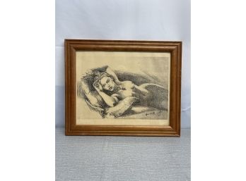 Vintage Titanic Nude Drawing Print