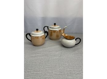 Vintage Lustre Teapot, Creamer And Covered Sugar