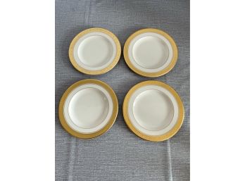 Set Of 4 Pickard Athenian Gold Encrusted Bread And Butter Plates