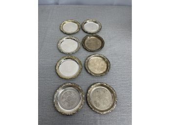 Set Of 8 Vintage Silver Plate Coasters