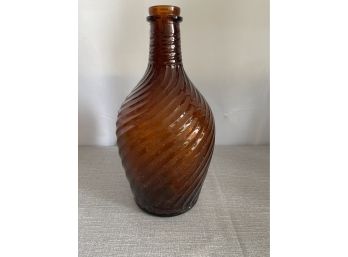 Vintage Swirl Bottle With Markings On Back And Bottom