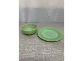 Vintage Lot Of 2 Pieces Of Jadeite Fire King