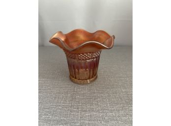 Vintage Northwood Carnival Glass Marigold Iridescent Hat Vase