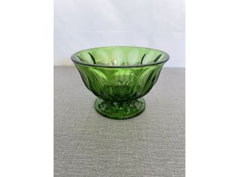 Vintage Emerald Green Pressed Glass Footed Bowl