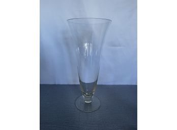 Large Vintage Clear Vase With Yellowing
