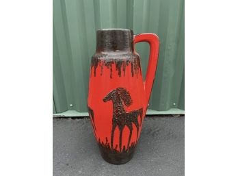 Large Vintage Fat Lava Horse Vase From Scheurich