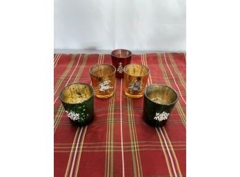 Lot Of 5 Glass Candle Holders In Varying Condition