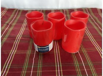 Lot Of 5 Red LED Candles