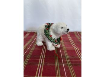 Small Polar Bear With Wreath