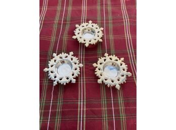 Set Of 3 Snowflake Candle Holders