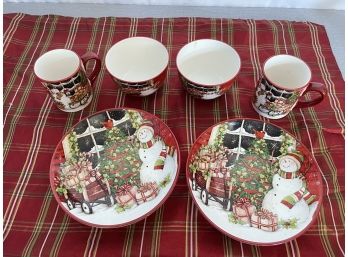 Certified International Susan Winget Christmas Plate, Bowl And Mug Set For 2