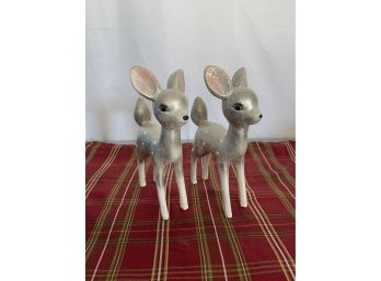 Lot Of 2 Deer Figurines Sparkly With Dots