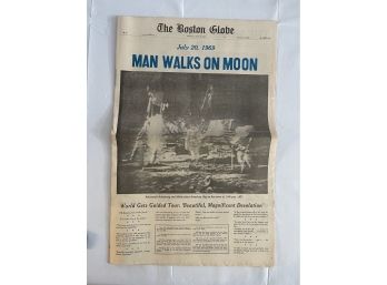 Vintage Boston Globe Man Walks On The Moon Newspaper (2 Of 2)