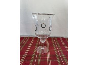 Large Decorative Glass Candle Holder / Vase Painted