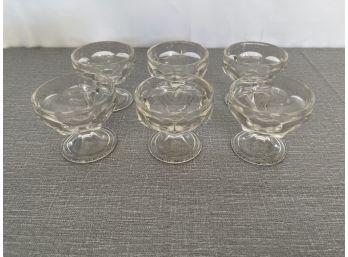 Set Of 6 Vintage Federal Glass Clear Sherbet Glasses