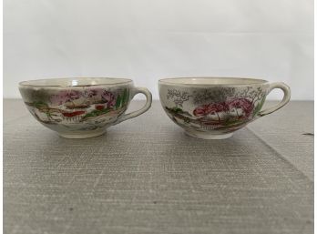Pair Of Vintage Japanese Hand Painted Teacups