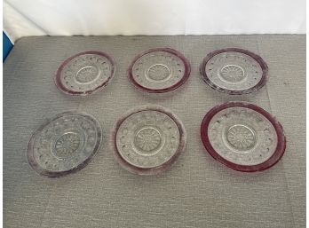 Set Of 6 Vintage Tiffin-franciscan King's Crown Thumbprint Plates