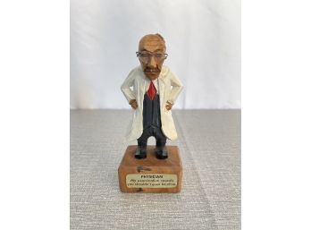 Vintage Wood Carved Physician Figurine