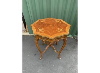 Antique Wood Inlay Side/end Table