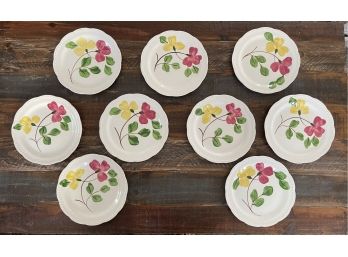 Set Of 9 Vintage Stetson Hand Painted Heritage Ware Floral Dinner Plates