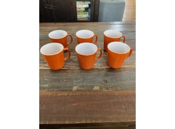 Set Of 6 Corelle By Corning Vintage Orange Coffee Mugs