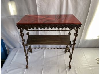 Vintage Red Marble Side Table