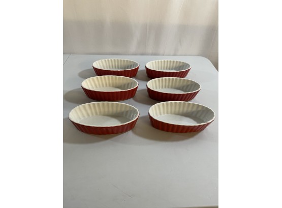 Set Of 6 Royal Norfolk Stoneware 6' Tart/creme Brulee Baking Dishes