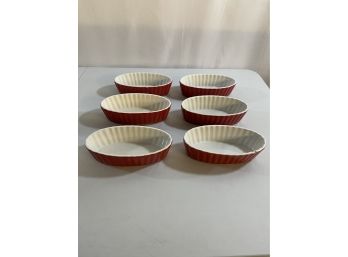 Set Of 6 Royal Norfolk Stoneware 6' Tart/creme Brulee Baking Dishes