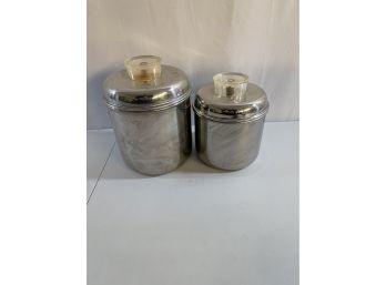 Pair Of Vintage Tin Canisters