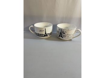 Pair Of Paris Mugs Or Soup Bowls